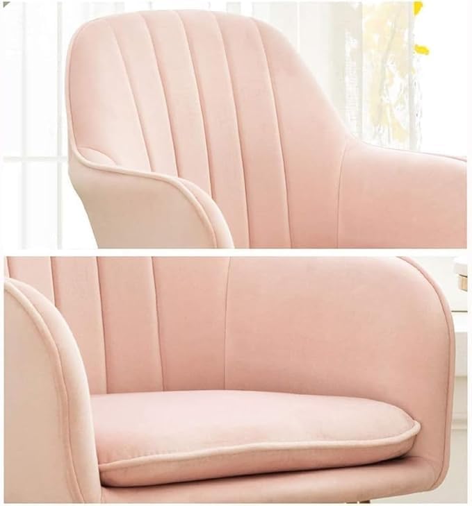 LUXURY LUXE كراسي طعام فاخرة عصرية من المخمل مجموعة من 4 - كراسي مطبخ مبطنة مريحة مع أرجل معدنية، مساند ذراعين وظهر، كراسي بلمسة وردية لغرفة المعيشة وغرفة الطعام (زرقاء) - Image 3